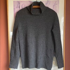 James Perse Los Angeles Gray Cashmere Double Side Zip Sweater Funnel Neck Small